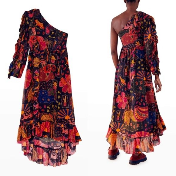 Farm Rio Crazy Mix Midi Dress - Picture 2 of 8